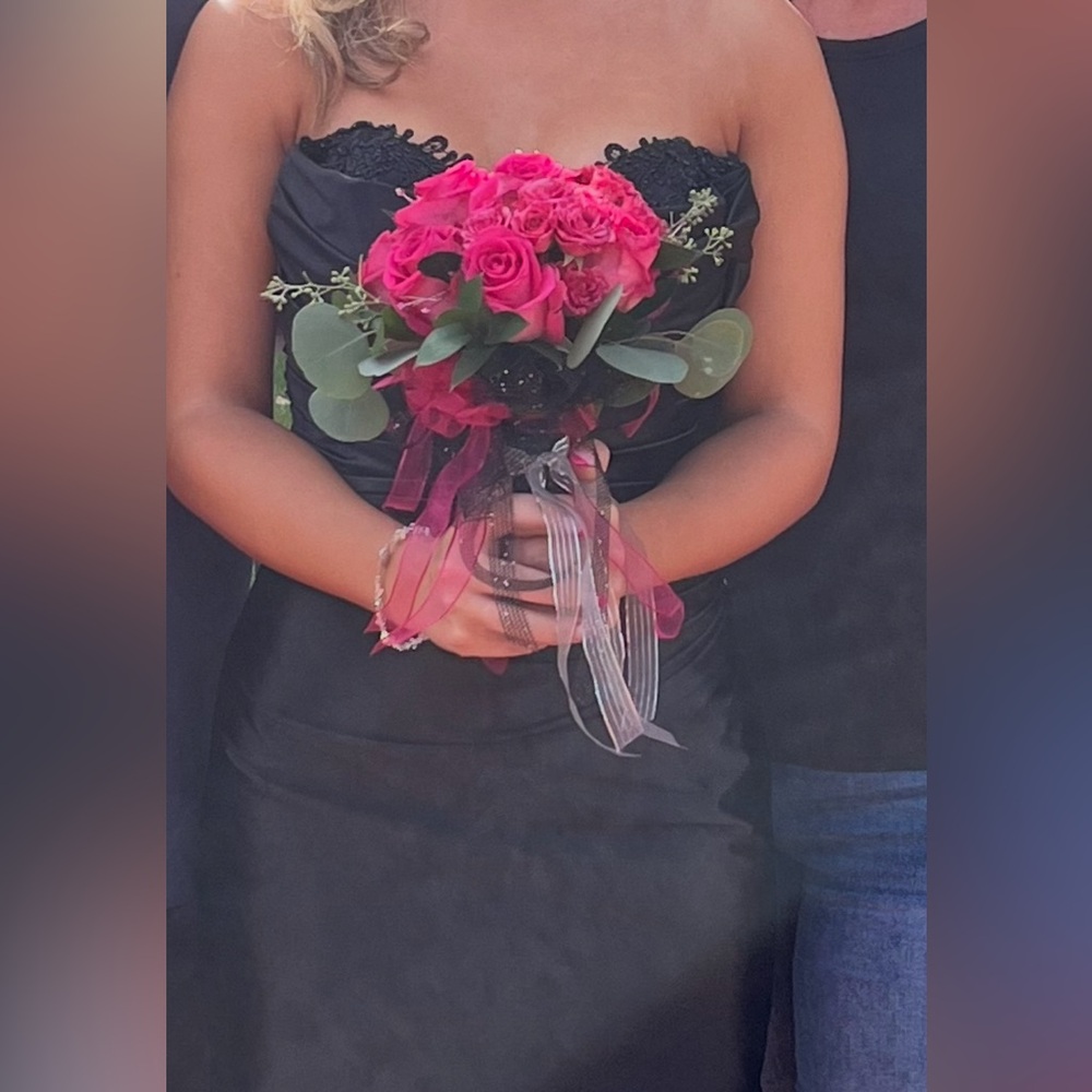 Sherri Hill Black Strapless Homecoming Dress